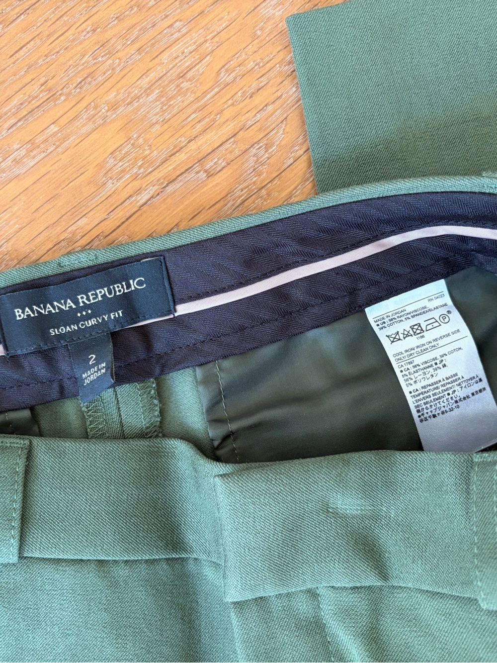 BANANA REPUBLIC Sloan Curvy Fit Sz 2 Olive Green Cotton Blend Work Pants NWOT - Picture 4 of 6